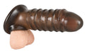 Rebel Penis sleeve met testikellus en stimulerende groeven - Zwart