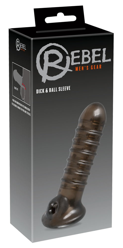 Rebel penis sleeve met testikelring - Zwart - Rebel - SKU: 5144620000