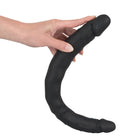 Bad Kitty Dubbele dildo met aderen en bolle eikels - Zwart