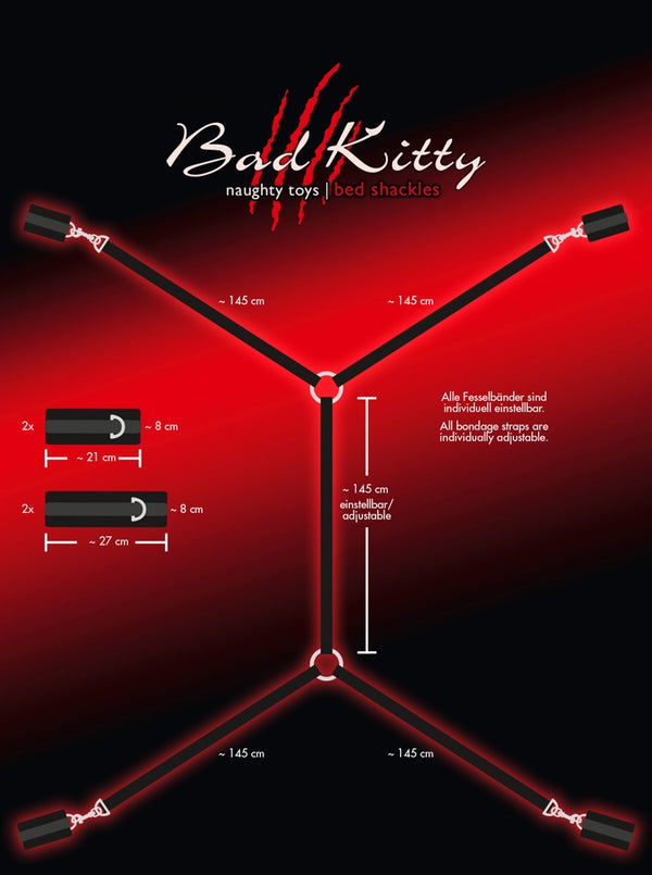 Bad Kitty Bed boeien verstelbaar met pols- en enkelbanden - Zwart - Bad Kitty - SKU: 5167160000