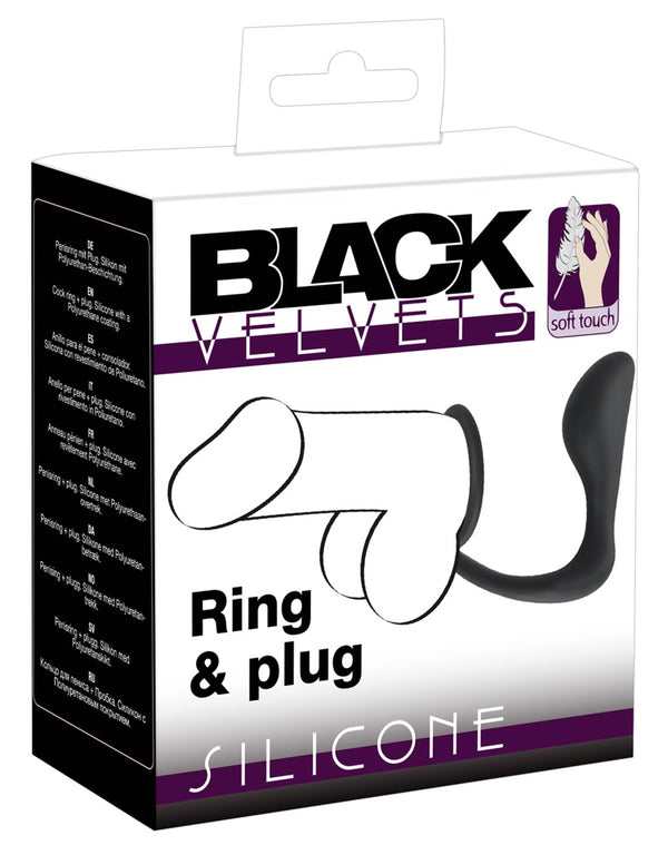 Black Velvets erectieplug met brug - Zwart - Black Velvets - SKU: 5167240000