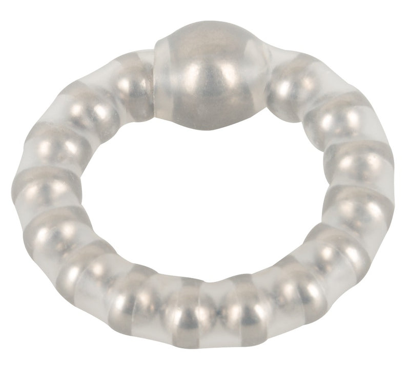NMC Cockring met masserende metalen kralen - Transparant