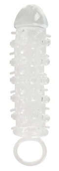 Crystal Penis sleeve met verlenging & stimulerende stippen - Transparant