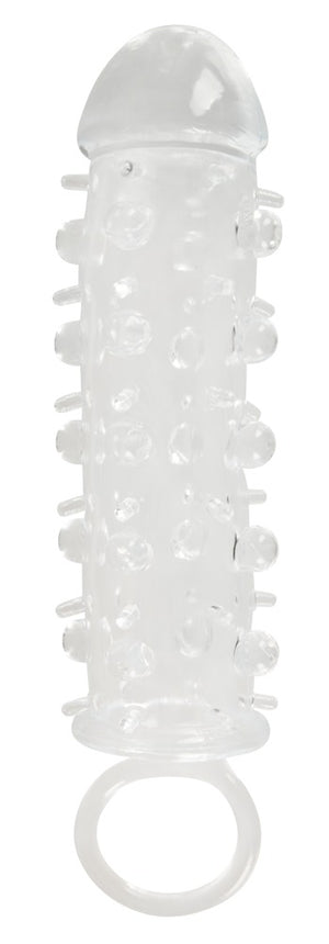 Crystal Penis sleeve met verlenging & stimulerende stippen - Transparant