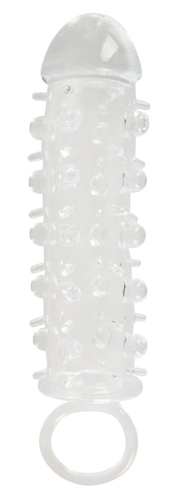Crystal Penis sleeve met verlenging & stimulerende stippen - Transparant
