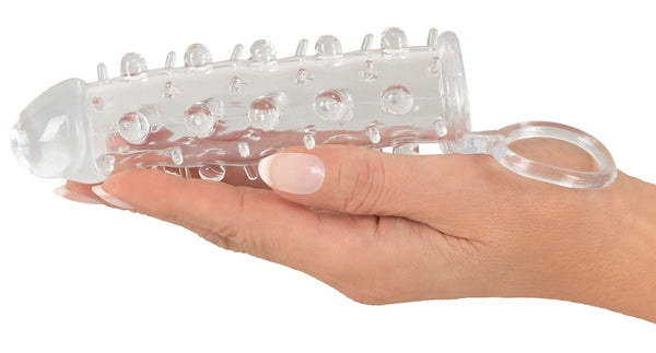 Crystal Penis sleeve met verlenging & stimulerende stippen - Transparant - Crystal - SKU: 5169880000