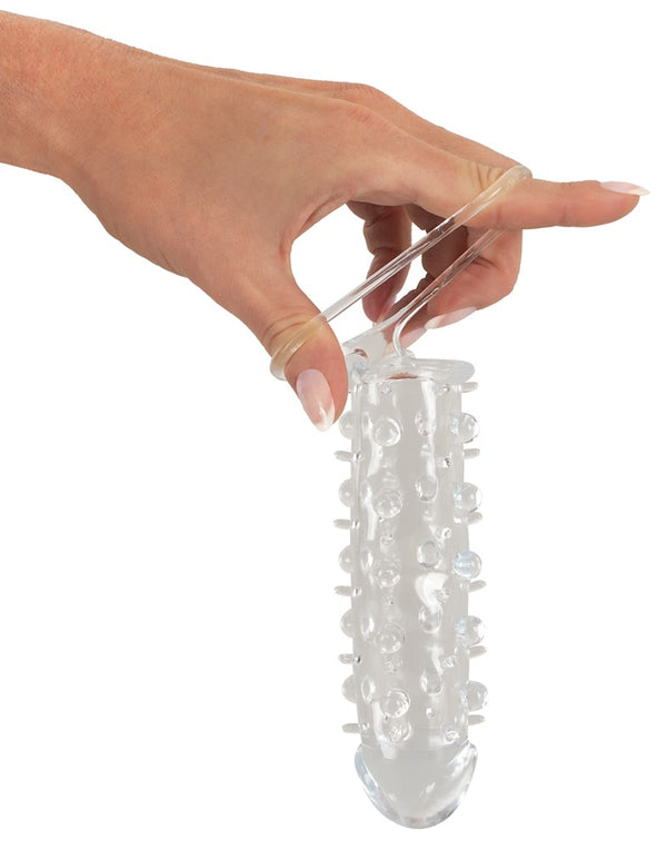 Crystal Penis sleeve met verlenging & stimulerende stippen - Transparant - Crystal - SKU: 5169880000