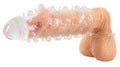 Crystal Penis sleeve met verlenging & stimulerende stippen - Transparant