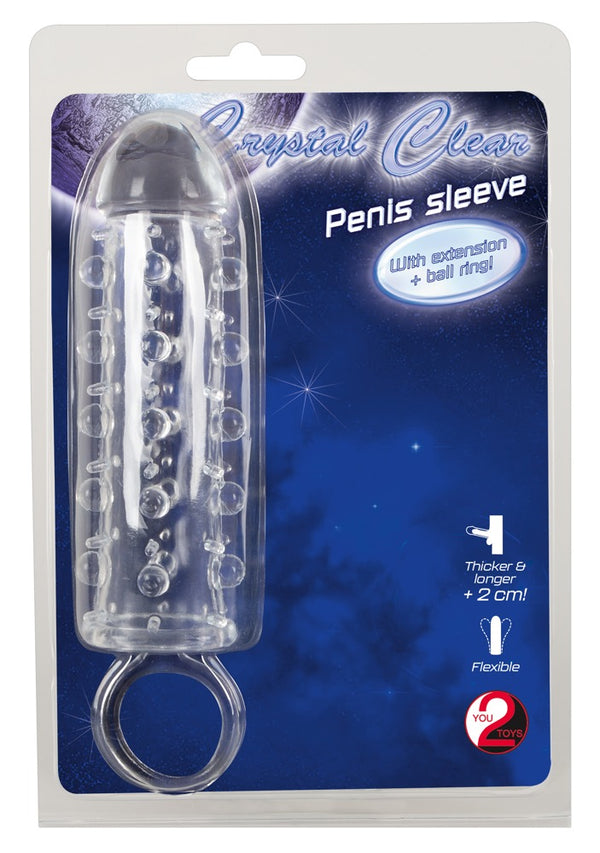 Crystal Penis sleeve met verlenging & stimulerende stippen - Transparant - Crystal - SKU: 5169880000