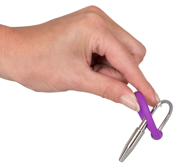 Penisplug eikelring met dilator een silicone - Paars - Penisplug - SKU: 5177040000