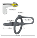 Penisplug Met Glansring met flexibele eikelring - Grijs