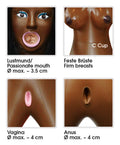You2Toys Sekspop 3D met 3 genotgaatjes - Huidskleur
