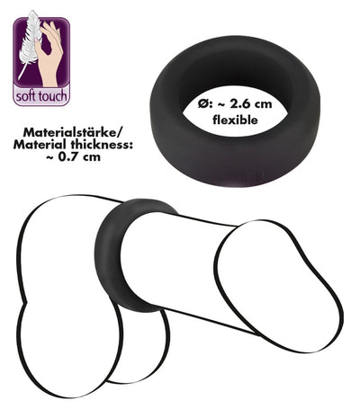 Black Velvets Cockring flexibel met bloedstuwend effect - Zwart
