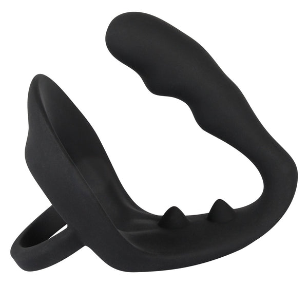 Black Velvets cockring met plug - Zwart - Black Velvets - SKU: 5182040000