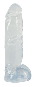 Crystal Dildo extra dik met testikelbasis - Transparant