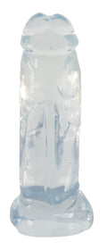Crystal Dildo extra dik met testikelbasis - Transparant