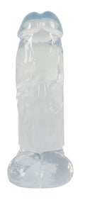 Crystal Dildo extra dik met testikelbasis - Transparant