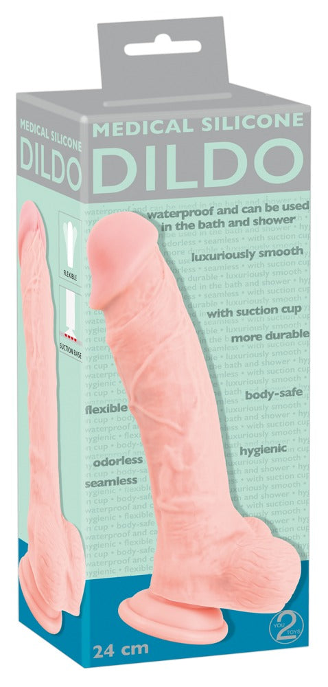 Medical Silicone Dildo realistisch met aderen en grote eikel - Huidskleur
