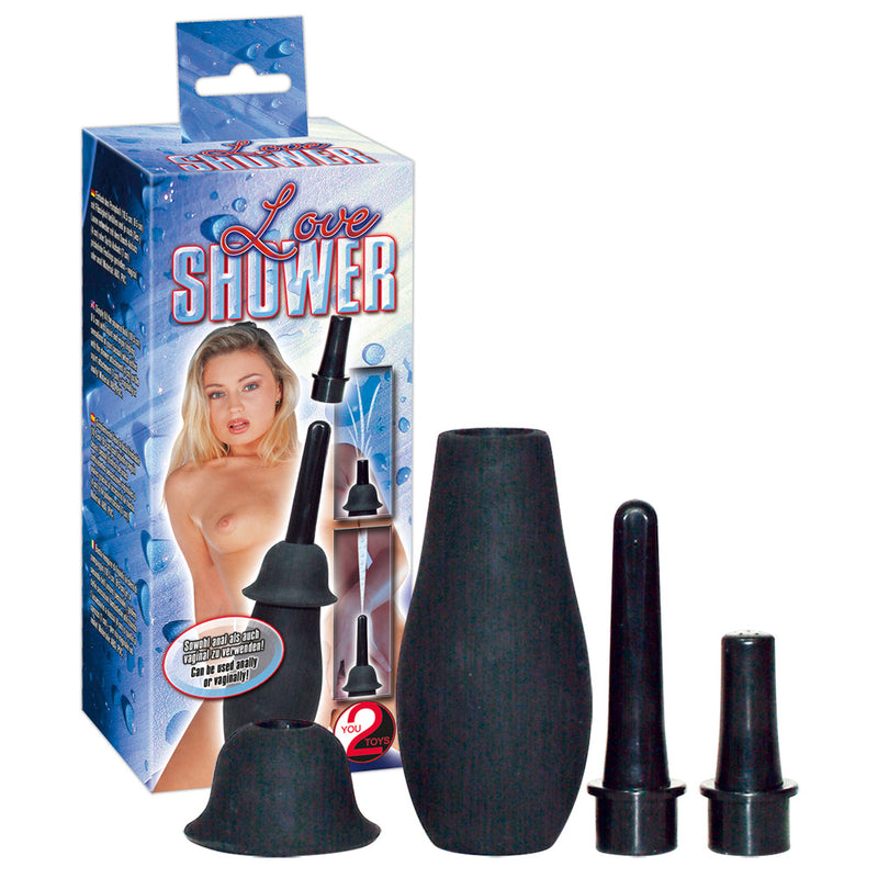 You2Toys Douche met pompbal en 2 spuitkoppen - Zwart