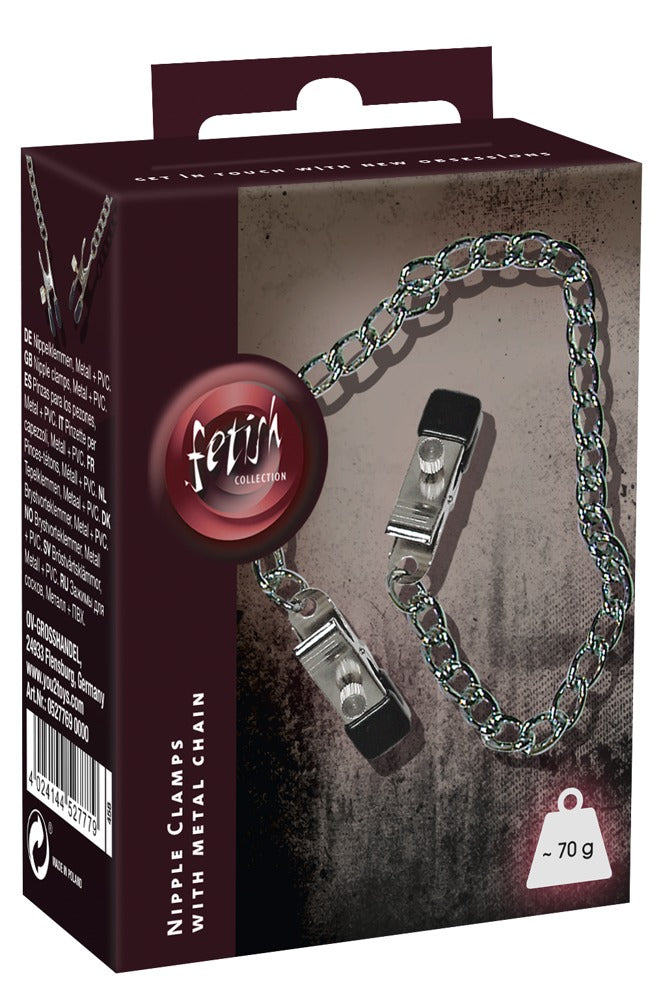fetish Collection Tietenketting met verstelbare klemmen - Zilver