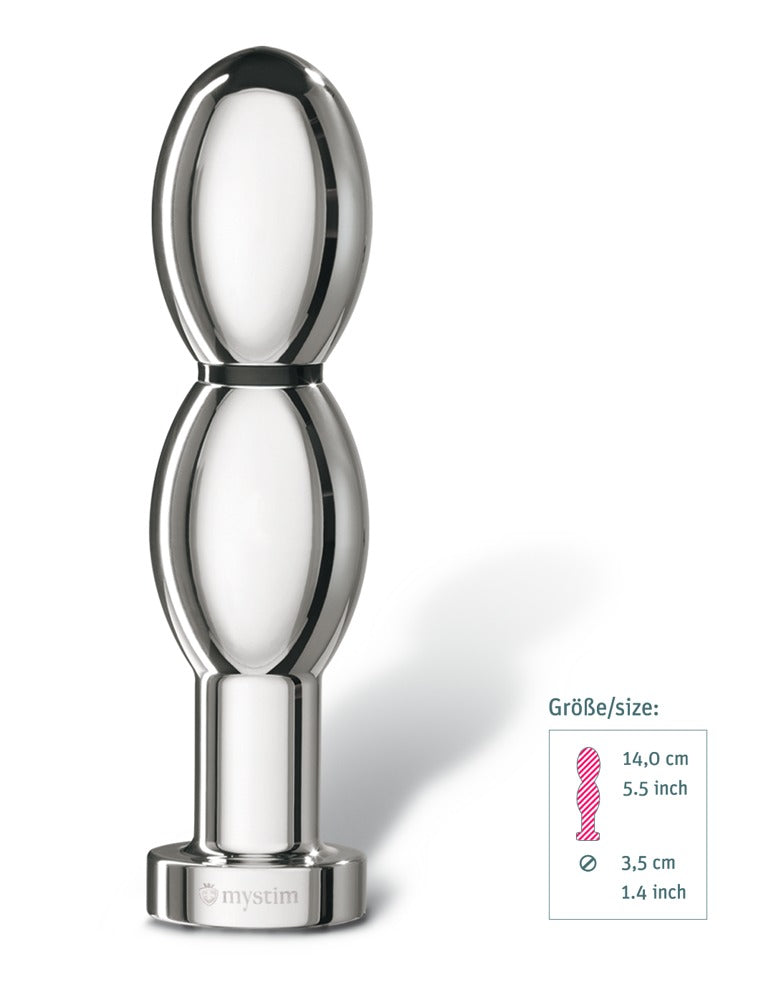 Mystim Dildo bipolair met elektrische pulsen - Zilver