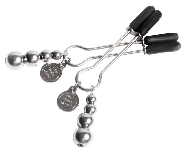 Fifty Shades of Grey tepelklemmen met gewichten - Zilver - Fifty Shades of Grey - SKU: 5305900000