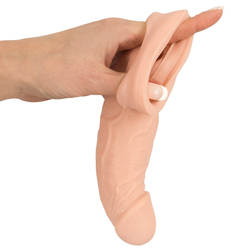 Nature Skin Penis sleeve met uitbreiding en eikel - Huidskleur