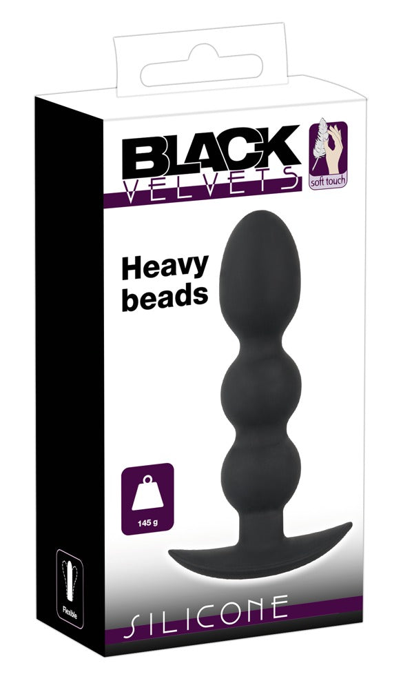 Black Velvets anale plug met zware kralen - Zwart - Black Velvets - SKU: 5330250000