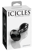 Icicles Butt plug kegelvormig met glazen diamantstop - Zwart