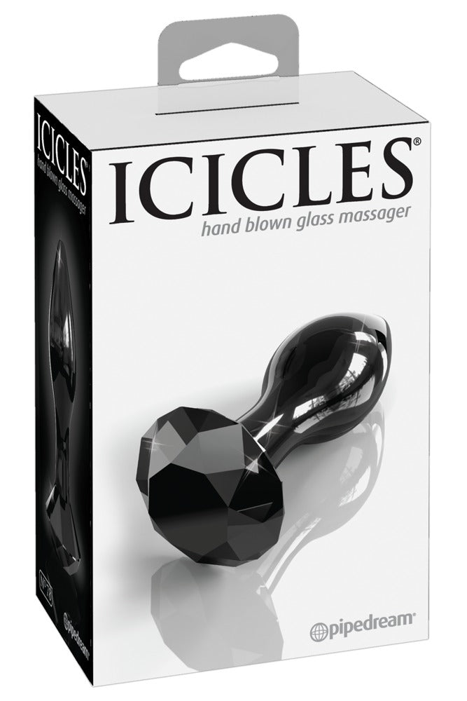 Icicles Butt plug kegelvormig met glazen diamantstop - Zwart