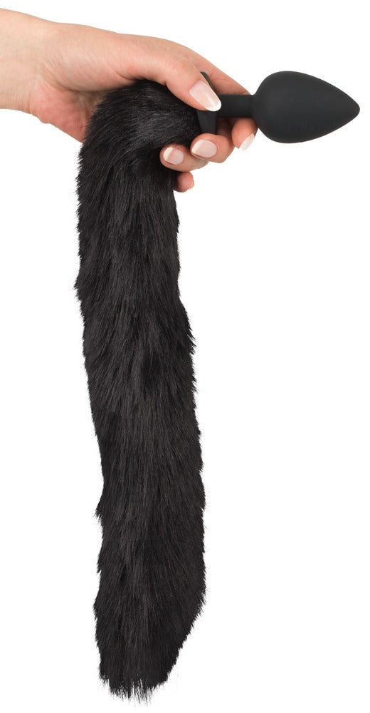 Bad Kitty Analplug met kattenstaart en oorband - Zwart