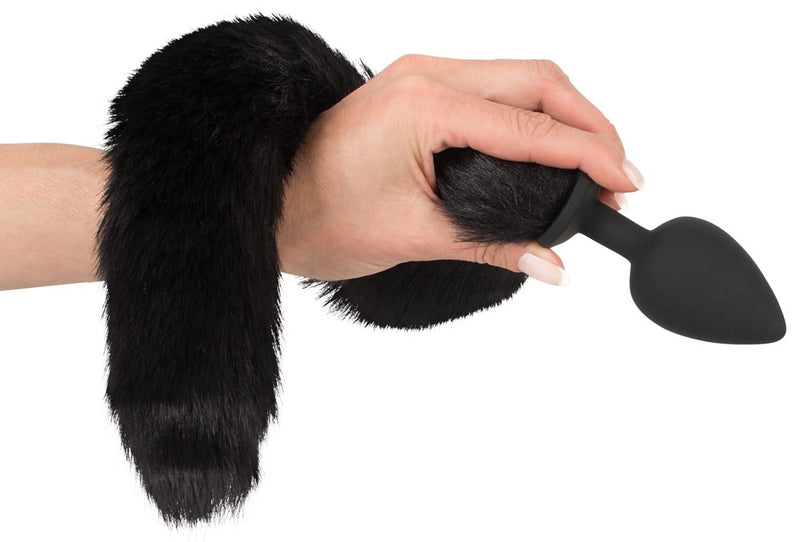 Bad Kitty Analplug met kattenstaart en oorband - Zwart