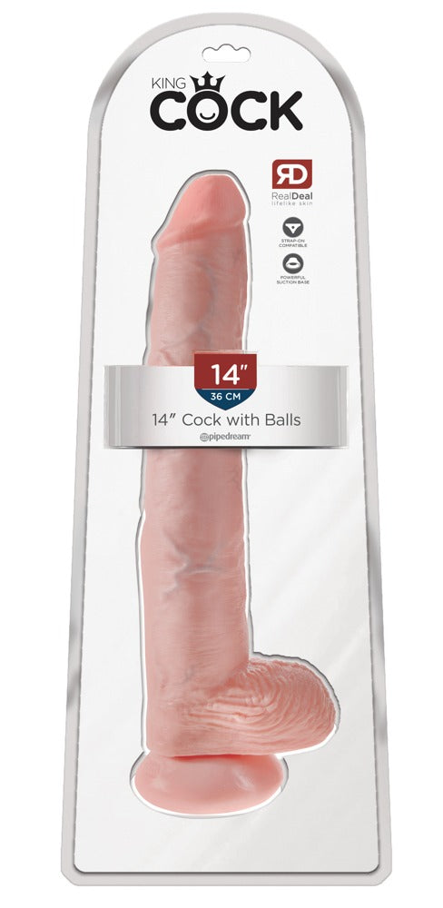 King Cock Dildo realistisch met eikel en testikels - Huidskleur