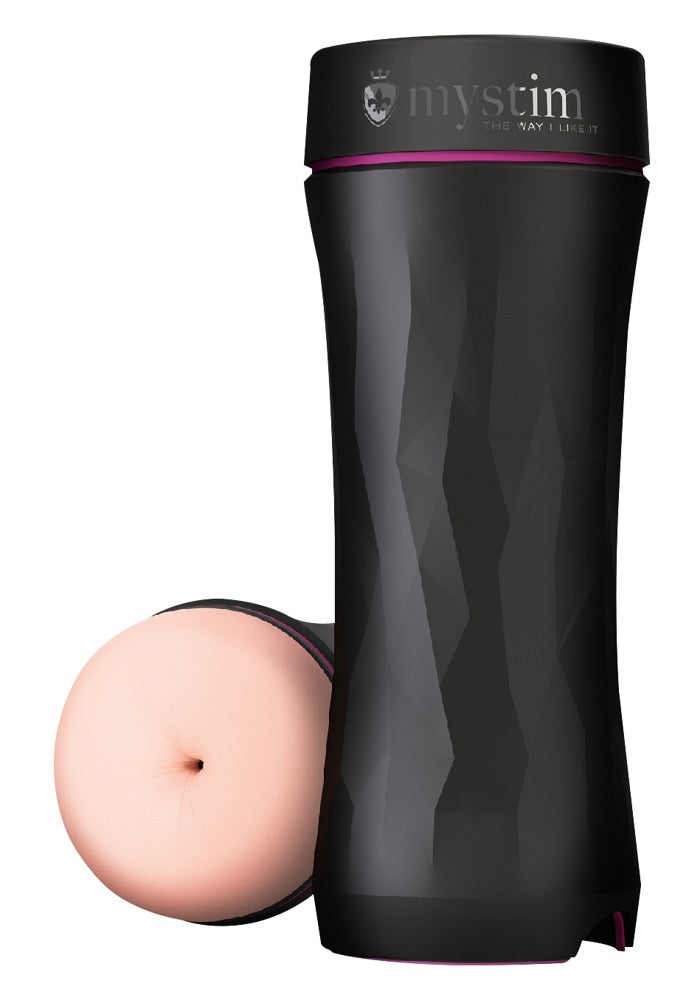Mystim Masturbator met E-stim adapter en anusopening - Zwart