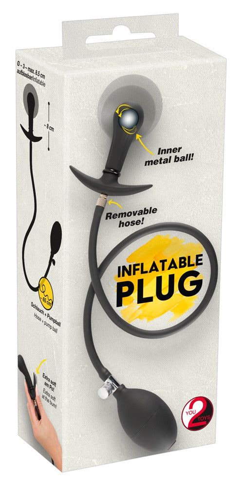 You2Toys opblaasbare plug met stopper - Zwart - You2Toys - SKU: 5362020000