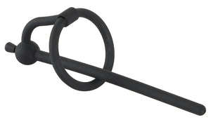 Penisplug holle ring met stop - Zwart
