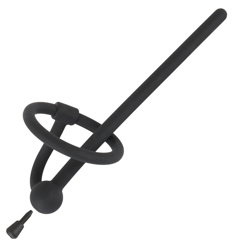 Penisplug holle ring met stop - Zwart