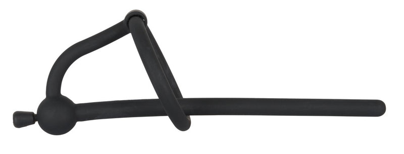 Penisplug holle ring met stop - Zwart