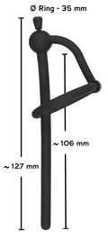 Penisplug holle ring met stop - Zwart