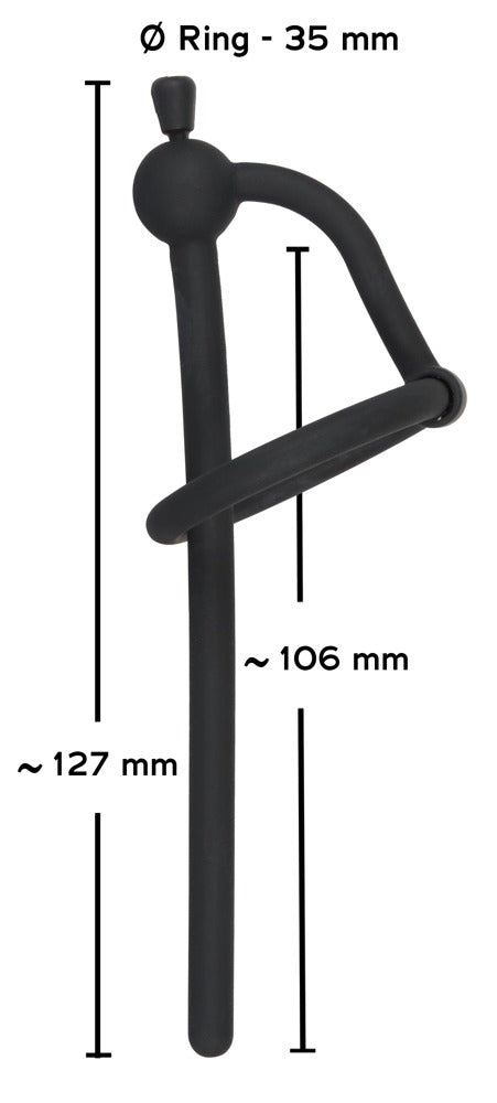 Penisplug holle ring met stop - Zwart - Penisplug - SKU: 5375350000