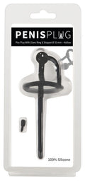 Penisplug holle ring met stop - Zwart