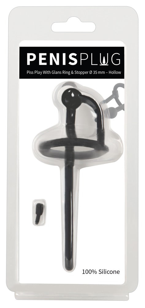 Penisplug holle ring met stop - Zwart - Penisplug - SKU: 5375350000