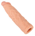 Nature Skin Sleeve met +3 cm verlenging en uitpuilende eikel - Huidskleur