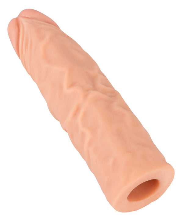 Nature Skin Sleeve met +3 cm verlenging en uitpuilende eikel - Huidskleur - Nature Skin - SKU: 5375510000