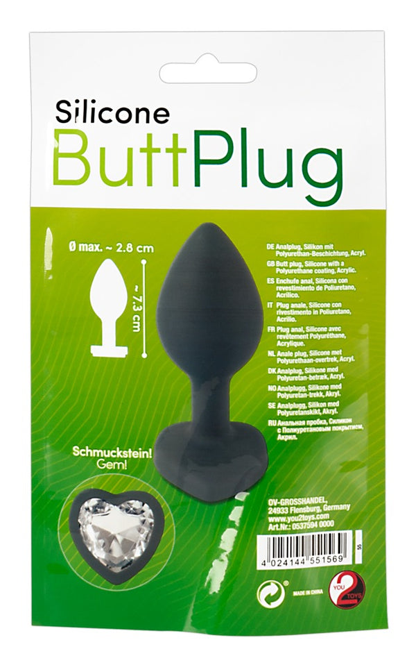 You2Toys hartvormige butt plug - Zwart - You2Toys - SKU: 5375940000