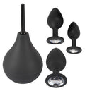 Black Velvets Anaal set met douche en 3 buttplugs - Zwart