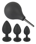 Black Velvets Anaal set met douche en 3 buttplugs - Zwart