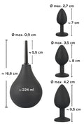 Black Velvets Anaal set met douche en 3 buttplugs - Zwart