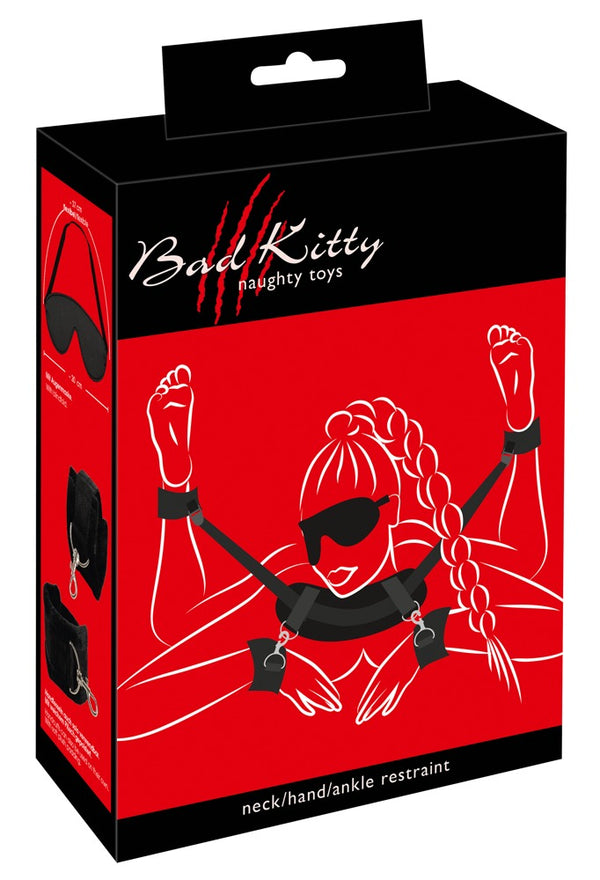 Bad Kitty Nek-, pols- en enkelboeien met verstelbare klittenband - Zwart - Bad Kitty - SKU: 5385400000