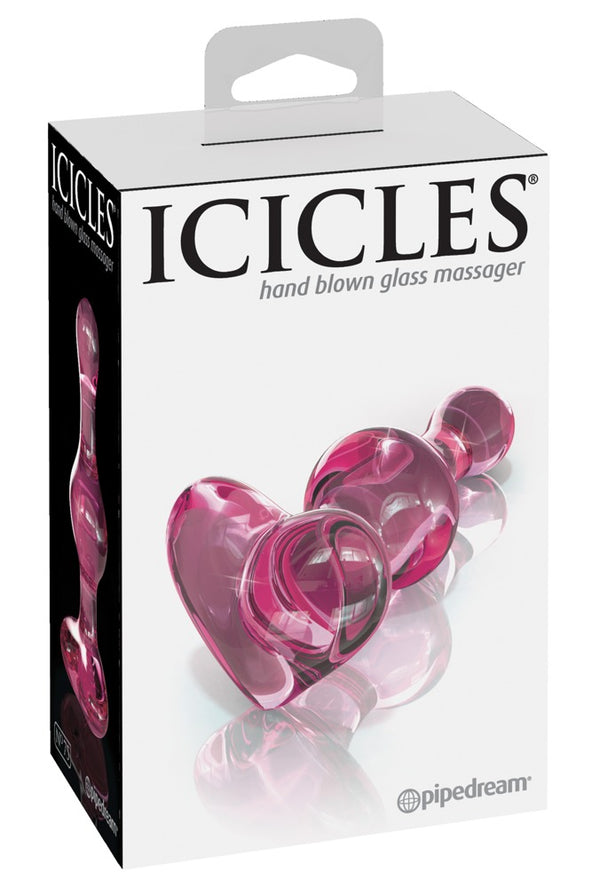 Icicles glazen plug met massagefunctie - Roze - Icicles - SKU: 5402340000